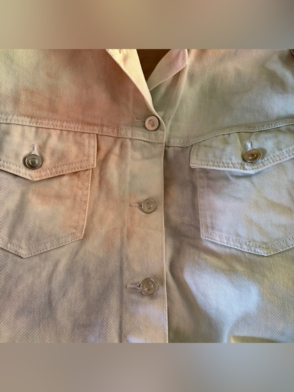 Denim Jacket Wet Seal Pastel Tie-Dye Jean Jacket in Mint, Pink & Lavender - Picture 3 of 6